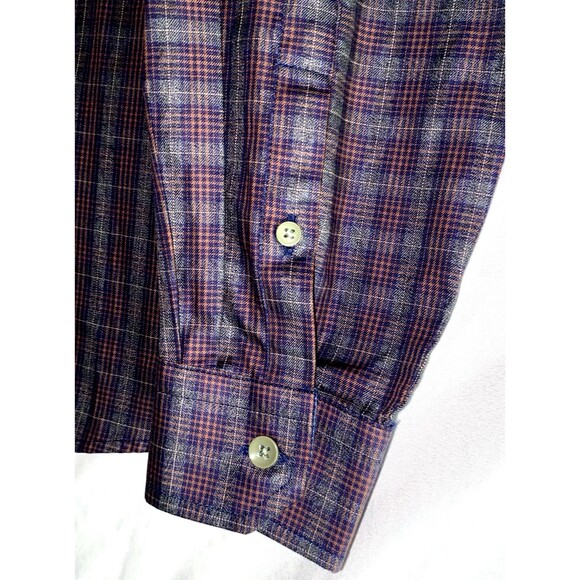 Stitch Note Men’s Large Egyptian Cotton Check Button Up Red/Blue/Purple - Picture 2 of 7